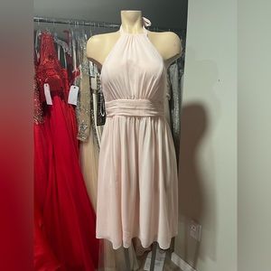 Size 6 Levkoff Petal Pink Bridesmaids dress with halter neck.
